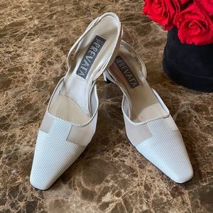 Prevata ‘dome” Cream Leathet/mesh Slingback Italy